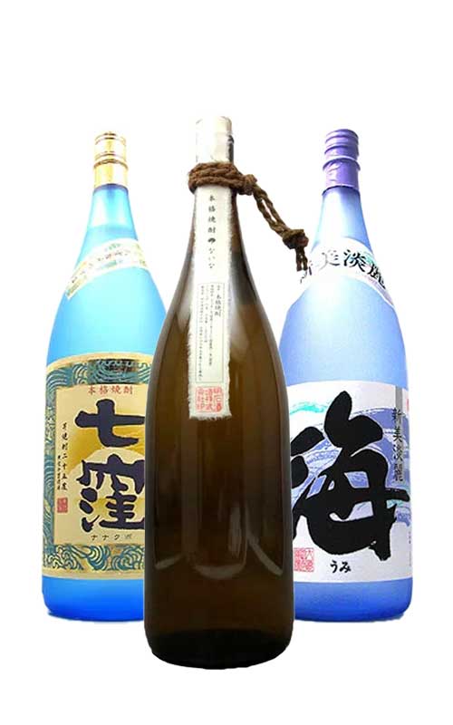 [一升瓶] 限定流通の華やかな芋焼酎３本セット【七窪】【？ないな】【海】