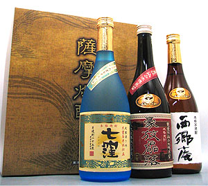 鹿児島県　東酒造　【芋焼酎】　豪放磊落・七窪・薩摩庵 小瓶ギフトセット 【化粧箱入】